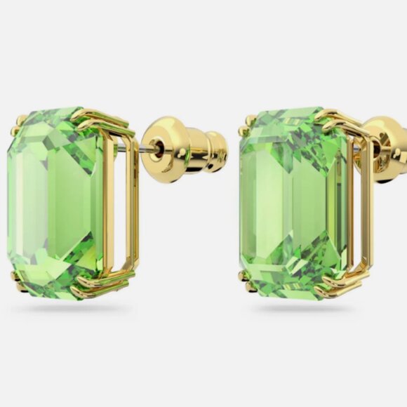 Swarovski Millenia light green rectangular cut earrings - Picture 1 of 7